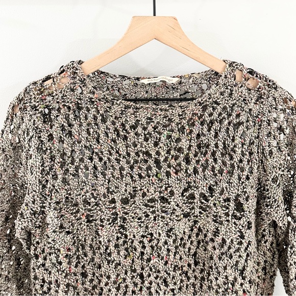 Soft Surroundings Pointelle Crochet Knit Sweater Gray Size XS Petite - Picture 3 of 6